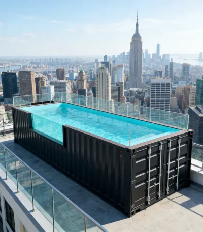 Customized Slim Space-saving Pool, Galvanized Rustproof Container, Compact Inground Pool for Outdoor Placement 1