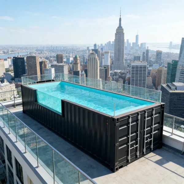 Customized Slim Space-saving Pool, Galvanized Rustproof Container, Compact Inground Pool for Outdoor Placement