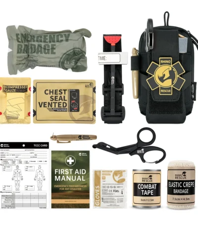 Rhino Rescue EDC First Aid Kit IFAK Trauma with Molle Tactical Pouch Tourniquets Bandage for Survival 1