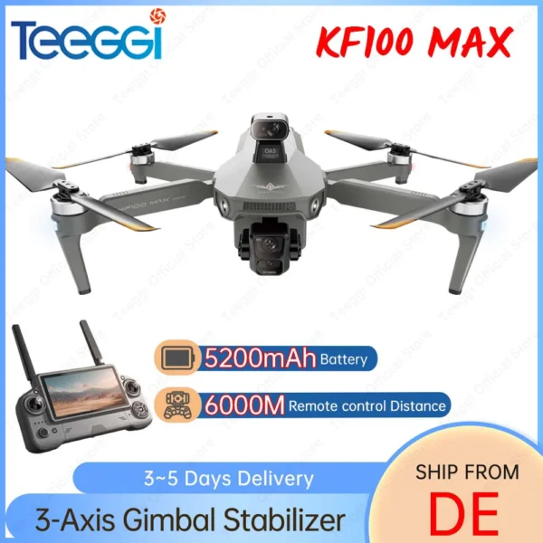 KF100 MAX Drones With 4K Camera GPS Profesional 3-Axis Gimbal obstacle avoidance 6KM RC with screen Quadcopter Foldable