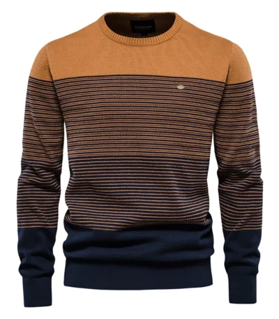 AIOPESON Brand Cotton Sweater Men Fashion Casual O-Neck Spliced Pullovers Knitted Sweater Male New Winter Warm Mens Sweaters 1