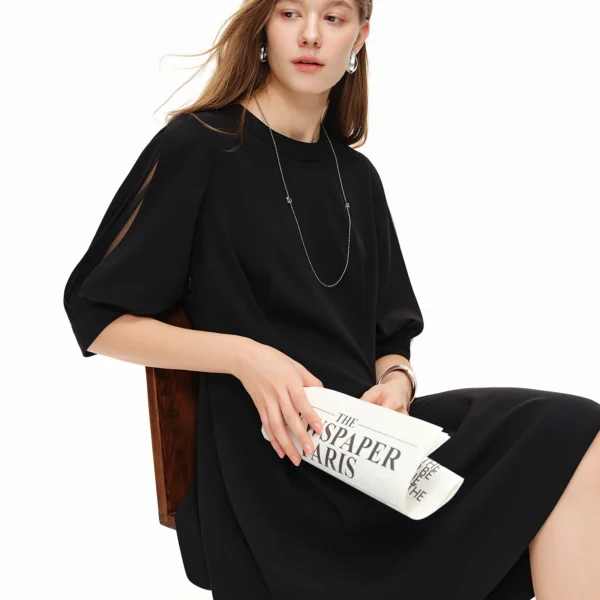 DUSHU Women’s Hourglass French Waist-cinching Dress: Elegant, Fashionable Casual Short Sleeve New Arrival Summer 2026 Collection