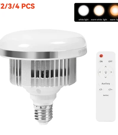 65W LED Photographic Lighting Bulbs E27 Base Lamp With Remote Control Dimmable Daylight Bulb For Photo Studio Softbox 1