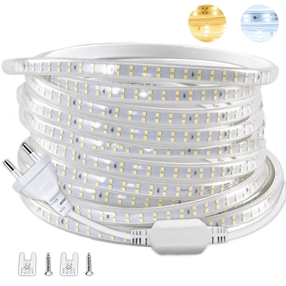 220V Led Strip 1-30m With Eu Plug 2835 Flexible Ribbon Light Waterproof Led Tape for Home Kitchen Outdoor Garden Decor Lighting 1