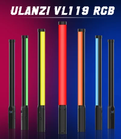 Ulanzi VL119 Handheld RGB Colorful Stick Light 19.68 inch Handheld LED Light Wand CRI 95+ 2500K-9000K Photography Studio Lamp