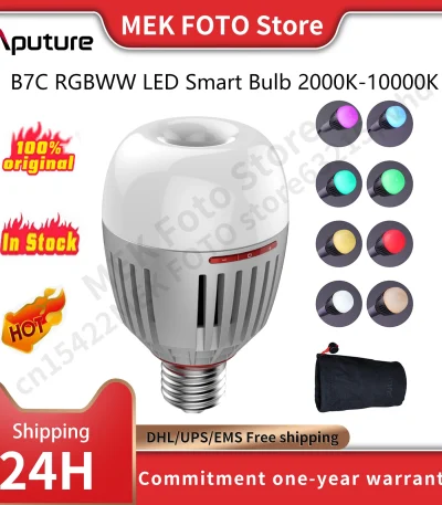 Aputure B7C 7W RGBWW LED Smart Bulb CRI 2000K-10000K Adjustable 0-100% Stepless Dimming App Control Photography Lights 1