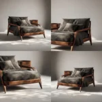 Italian Minimalist North American Black Walnut Sofa Chair Modern Simple Fabric Lounge Chair Single Relax Chair