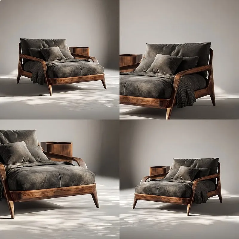 Italian Minimalist North American Black Walnut Sofa Chair Modern Simple Fabric Lounge Chair Single Relax Chair Italian Minimalist North American Black Walnut Sofa Chair Modern Simple Fabric Lounge Chair Single Relax Chair