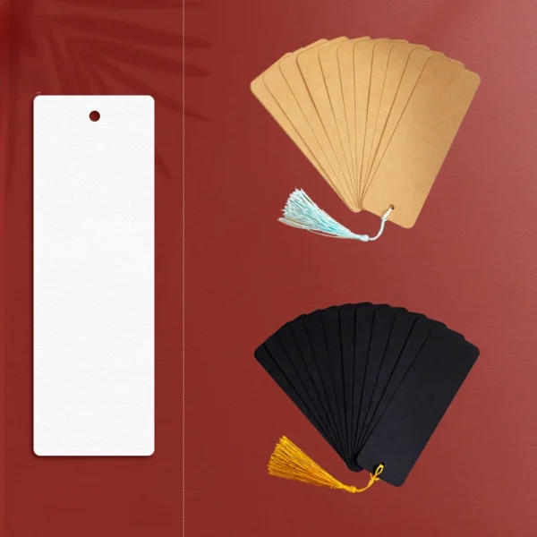 20/25pcs Hand Drawn Bookmark Blank Card Paper BookMarks with Colorful Tassel Pendant Reading Item Creative Gift DIY for Students