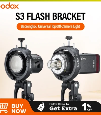 Godox S3 Bowens Mount Flash S-type Holder Bracket for Godox V100/V1Pro V860II/V860III TT350 AD300 AD200 AD100 Speedlite Bracket