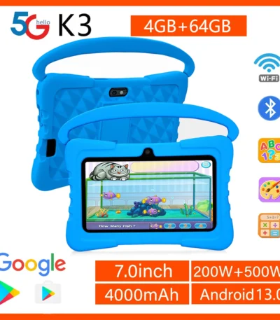7 Inch Kids tablet for Children's best Gifts Quad Core 4GB+64GB ROM Android Tablets Cartoon Portable Kids-Proof protective case 1