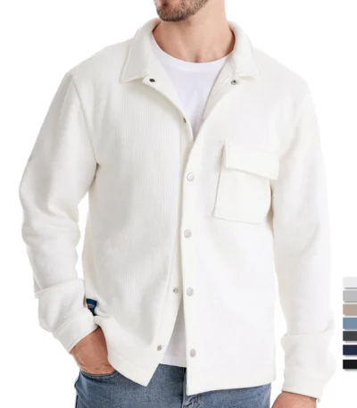 AIOPESON Mens Waffle Fleece Lined Thick Warm Pocket Jacket Button Up Stand Collar Outwear Winter Jackets Coats for Men 1