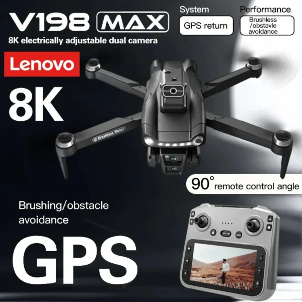 Lenovo V198MAX Drone Laser obstacle avoidance aerial photography 8K 5G Professional HD Camera Brushless Folding Quadcopter