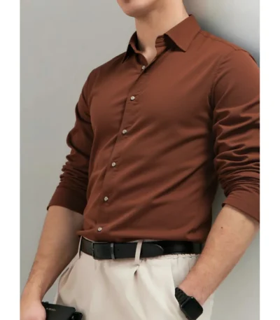 AIOPESON Corduroy Shirt Men Heavyweight 100% Cotton Autumn Winter Solid Color Business Casual Long Sleeve Classic 1