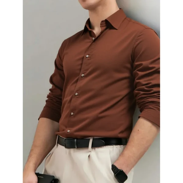 AIOPESON Corduroy Shirt Men Heavyweight 100% Cotton Autumn Winter Solid Color Business Casual Long Sleeve Classic