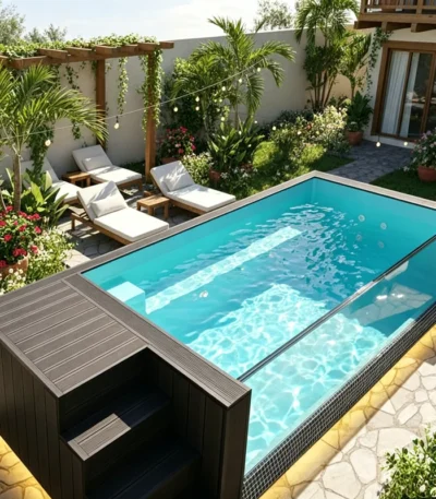 Inground Pool Above Ground Pool Double Layer Height Swimming Pool Multi Function Outdoor Family Villa Leisure Fitness Venue 1