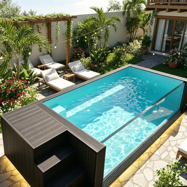 Inground Pool Above Ground Pool Double Layer Height Swimming Pool Multi Function Outdoor Family Villa Leisure Fitness Venue