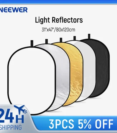 Neewer 5-in-1 Oval Professional Collapsible Multi-Disc Light Reflector with Translucent/Silver/Black/Gold/White