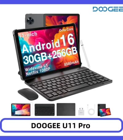 DOOGEE U11 Pro Tablet 30GB 256GB 11" HD 90Hz Display 8580mAh Battery Unisoc T7200 octa-core 13MP+5MP Widevine L1 Android 16 1