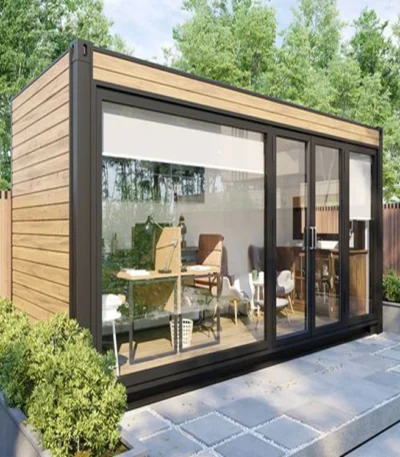 20ft Wood Facade Garden Shed Gym Office Studio Room Flatpack Prefab Container House 1