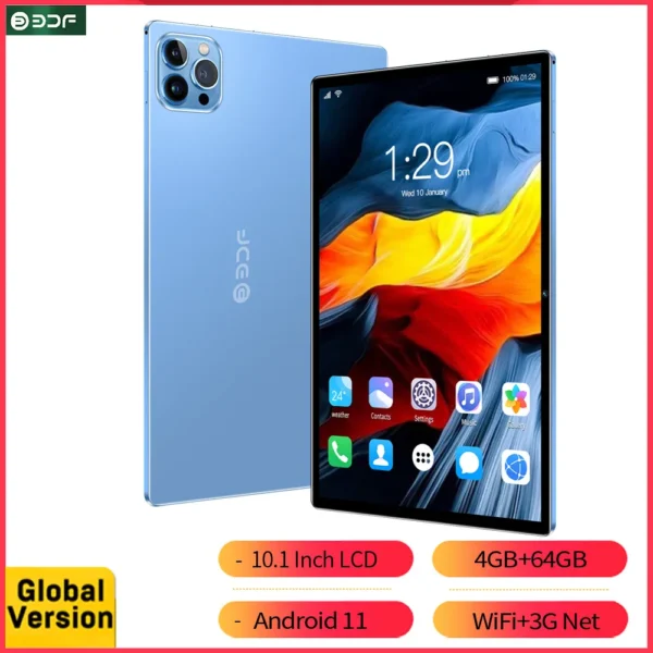 BDF 10.1 Inch Tablet Android 11, 4GB RAM 64GB ROM,1TB Expand,1280×800 IPS Screen 5000MAH Battery,Dual Camera, WiFi,3G Sim Card