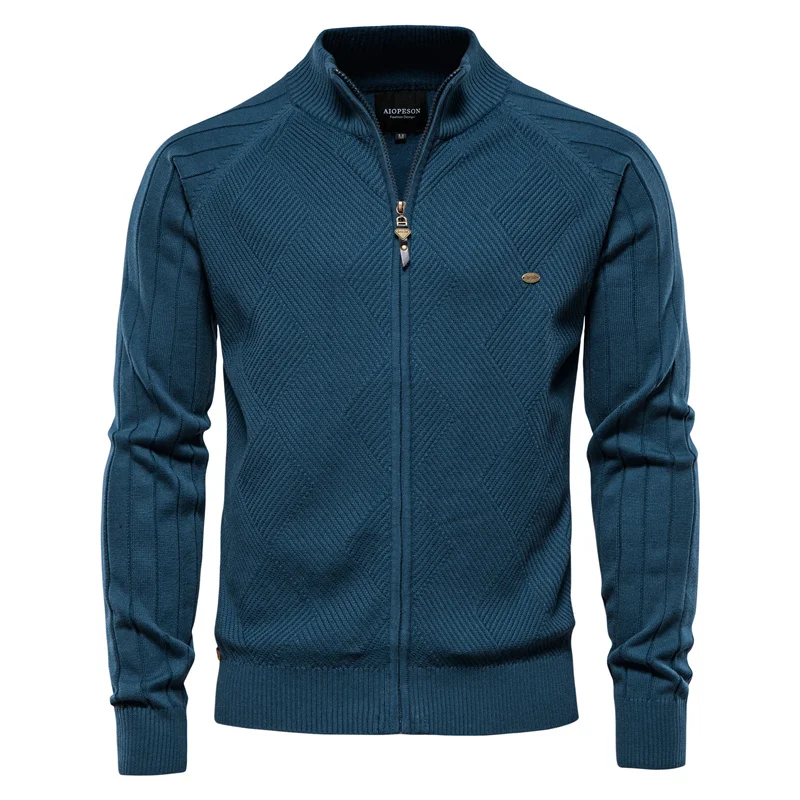 AIOPESON Argyle Solid Color Cardigan Men Casual Quality Zipper Cotton Winter Mens Sweaters Fashion Basic Cardigans for Men AIOPESON Argyle Solid Color Cardigan Men Casual Quality Zipper Cotton Winter Mens Sweaters Fashion Basic Cardigans for Men