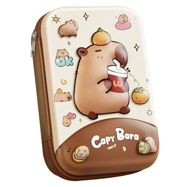Capybara 3D Brown Large Capacity Pencil Case Stationery Pouch Pen Bag for School Office Supplies Girls Cosmetic Box EVA Holder