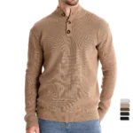 AIOPESON Mens Mock Neck Button up Cotton Pullover Sweaters Casual Social Knit Turtleneck Autumn Winter Sweaters for Men