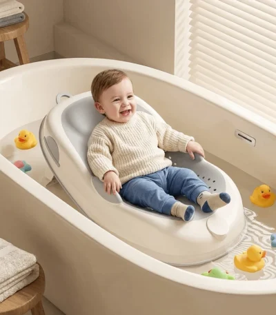 Safety Temperature Sensing Bath Seat Mat Support Structure Mesh Material Bath Net Comfortable Easy to Use Bath Rack Infant Care