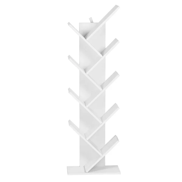 EUGAD 1PC 40x20x127cm White Bookcase Storage Shelf 8 Tier Floor Shelf CD Display Shelving Rack Toys Books Organizer for Home Decor
