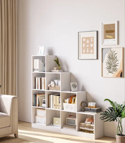 Bookcase with 10 Cubes, Open Compartments,Adjustable Panels, Cabinet, Cube Shelf,Display Organiser for Living Room,Bedroom,White 1
