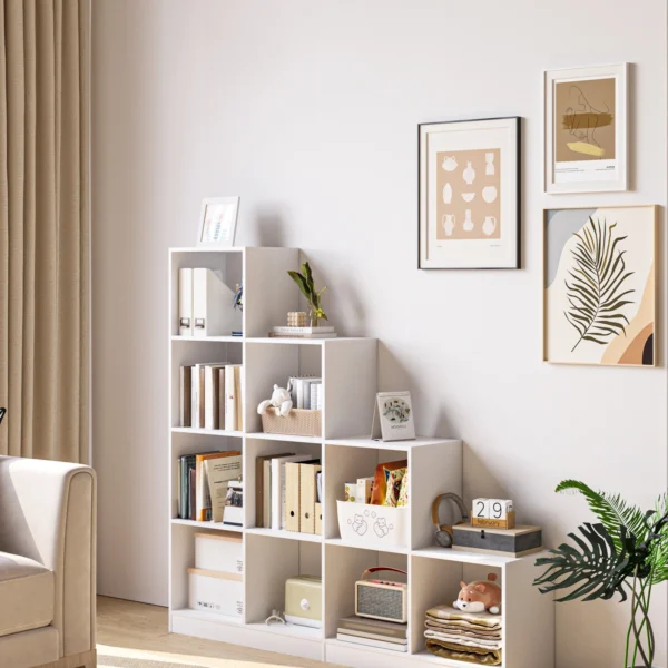 Bookcase with 10 Cubes, Open Compartments,Adjustable Panels, Cabinet, Cube Shelf,Display Organiser for Living Room,Bedroom,White
