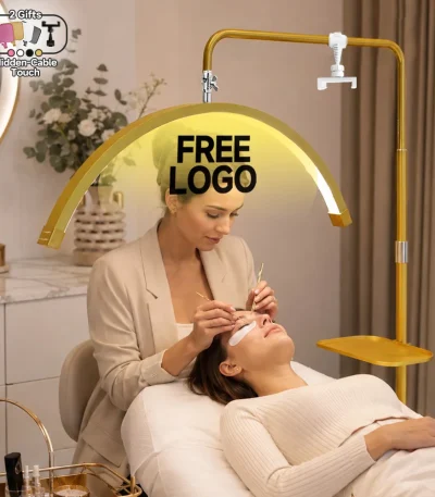 2027 Free LOGO Hidden Cable Half Moon Beauty Lamp for Lash Artist Eyelash Extensions Professional Salon Floor Lighting Equipment