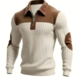 AIOPESON New Year’s Men’s Color-block Long-sleeved T-shirt, Business Casual Style Long-sleeved Sweatshirt