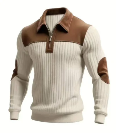AIOPESON New Year's Men's Color-block Long-sleeved T-shirt, Business Casual Style Long-sleeved Sweatshirt 1