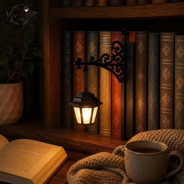 Vintage Bookshelf Lamp Library Lantern Light Library Lantern Bookshelf Light Reading Nook Led Night Lamp Decorative for Home