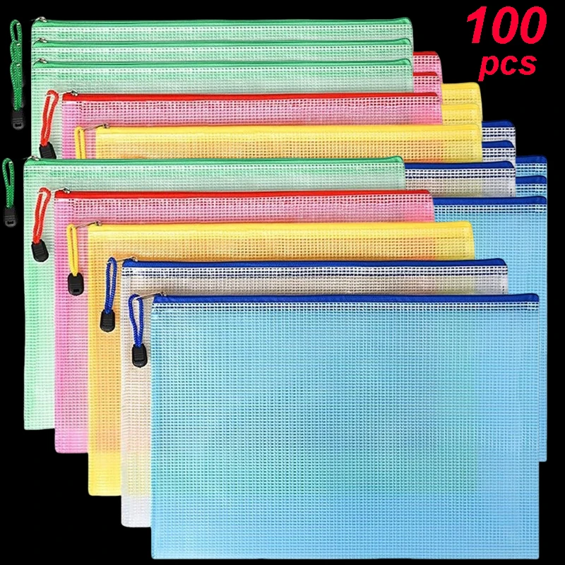 5-100PCS Stationery Storage Folder File Mesh Zipper Pouch A4/A5/A6 Document Bag Zip File Folders Document Organizer Paper Desk 5-100PCS Stationery Storage Folder File Mesh Zipper Pouch A4/A5/A6 Document Bag Zip File Folders Document Organizer Paper Desk