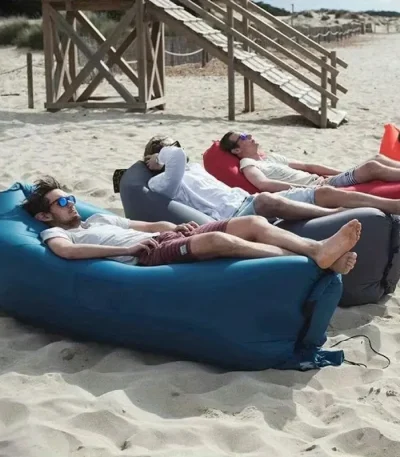LUSQI Inflatable Lounger Air Sofa Extra Thick Foldable Couch For Outdoor Camping Beach Patio Quick Inflation Home Furniture