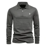 AIOPESON Brand Long Sleeve Men’s Polo Shirts 100% Cotton Solid Color Casual Polo Shirts for Men New Sping Autumn Basic Polos Men