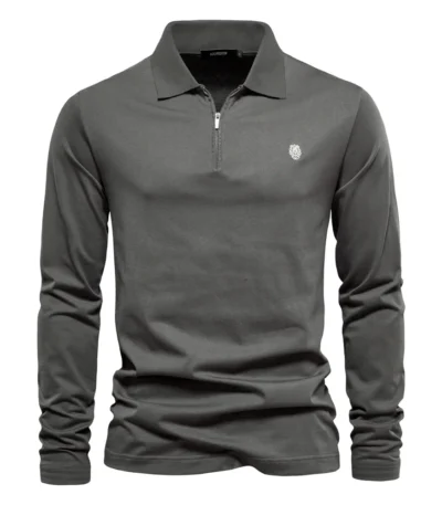 AIOPESON Brand Long Sleeve Men's Polo Shirts 100% Cotton Solid Color Casual Polo Shirts for Men New Sping Autumn Basic Polos Men 1
