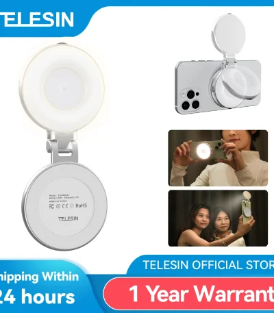 TELESIN Smartphone Magnetic Fill Light Mini Selfie Light 3 Modes Adjustable Brightness for Iphone XIAOMI HUAWEI SAMSUNG Phone