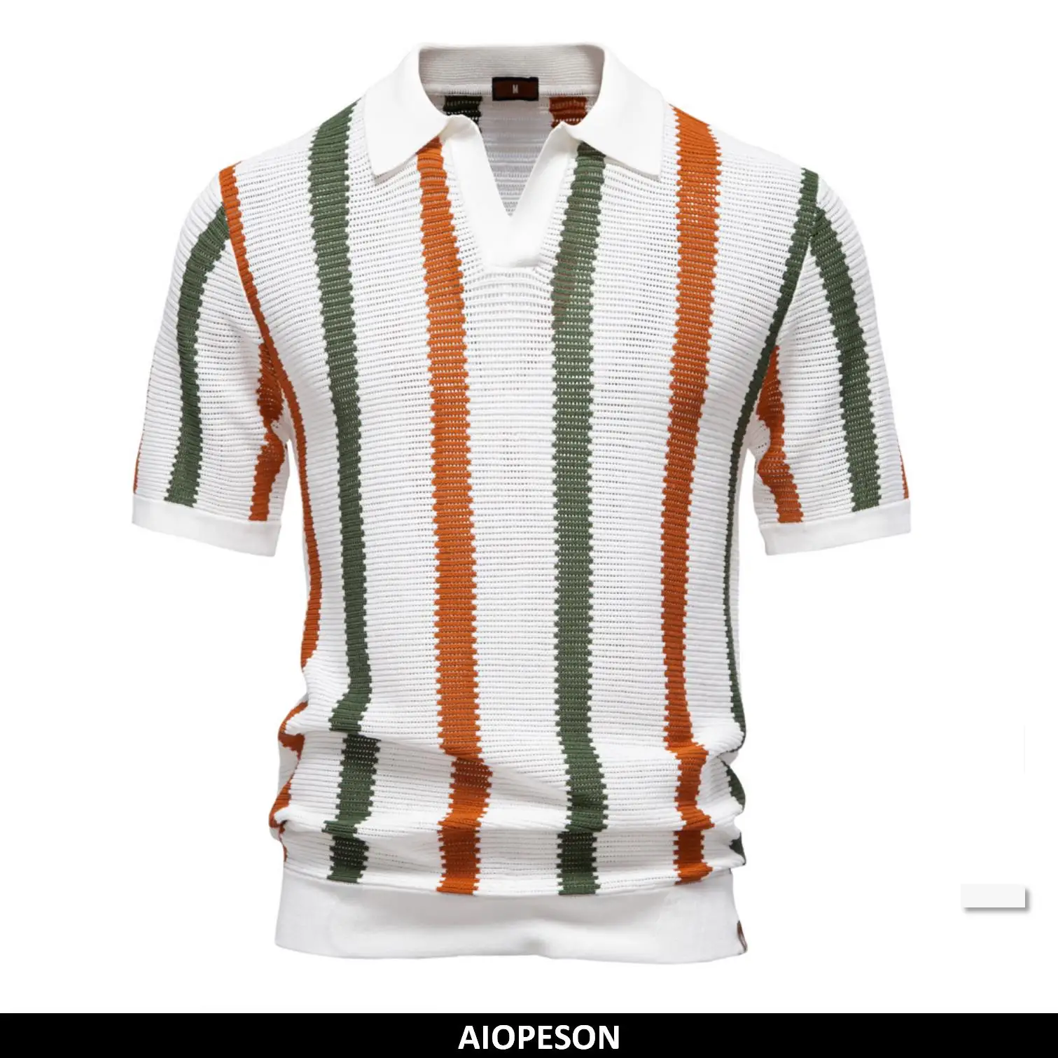 AIOPESON Men’s Ribbed Knit Polo Shirt For Breathable Striped Casual Wear with Comfortable Collar High quality Male Polo Shirt AIOPESON Men’s Ribbed Knit Polo Shirt For Breathable Striped Casual Wear with Comfortable Collar High quality Male Polo Shirt