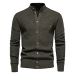 AIOPESON Knitted Mens Cardigan Cotton High Quality Button Mock Neck Sweater for Men New Winter Fashion Designer Cardigans Men