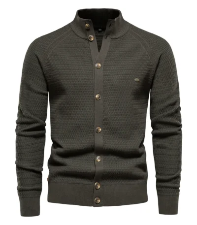 AIOPESON Knitted Mens Cardigan Cotton High Quality Button Mock Neck Sweater for Men New Winter Fashion Designer Cardigans Men 1
