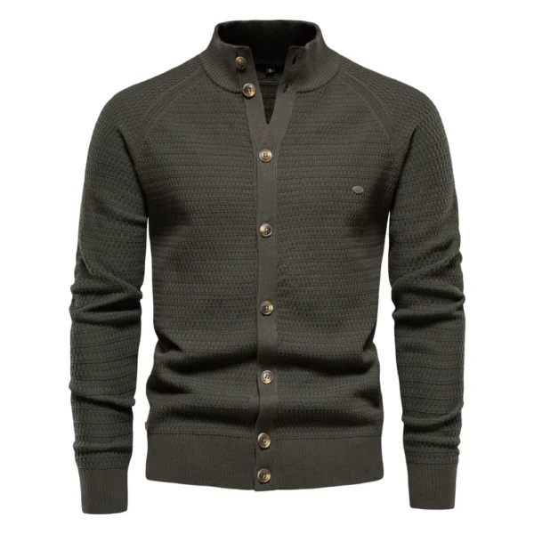 AIOPESON Knitted Mens Cardigan Cotton High Quality Button Mock Neck Sweater for Men New Winter Fashion Designer Cardigans Men