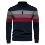 AIOPESON Men’s Patchwork Pullover Sweater Cotton Casual Zipper Mock Neck Sweater for Men New Winter Fashion Warm Sweater for Men
