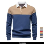 AIOPESON New Spring Men’s Color-Block Cotton Blend  Hoodies for Business Casual Style Long Sleeve Sweatshirt