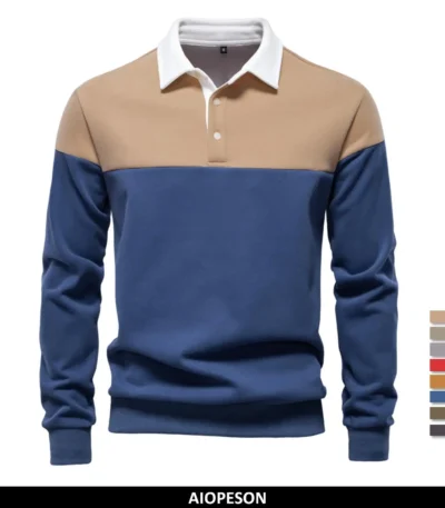 AIOPESON New Spring Men's Color-Block Cotton Blend  Hoodies for Business Casual Style Long Sleeve Sweatshirt 1
