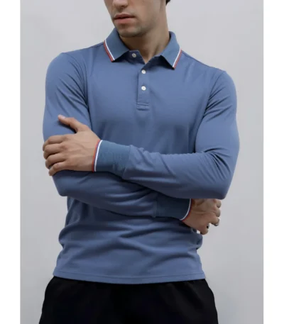 AIOPESON Men's Henley Neck Polo Shirt Cotton Solid Color Long Sleeve Autumn Winter Premium Luxury Mens Top 1