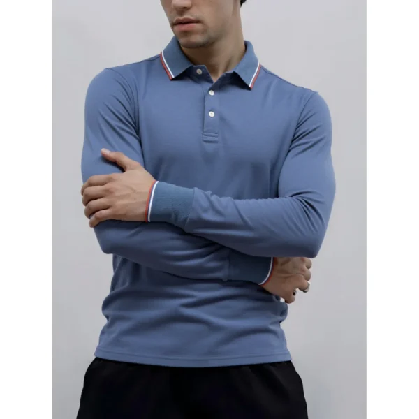 AIOPESON Men’s Henley Neck Polo Shirt Cotton Solid Color Long Sleeve Autumn Winter Premium Luxury Mens Top